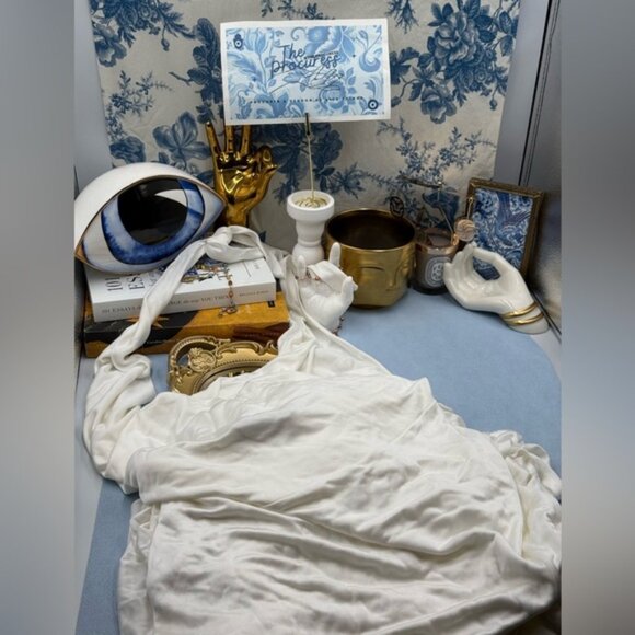 🆕 RAT & BOA 🧿 NWOT Winona White Slinky Cowl Neck Jersey Gown, Sz M - Picture 11 of 16